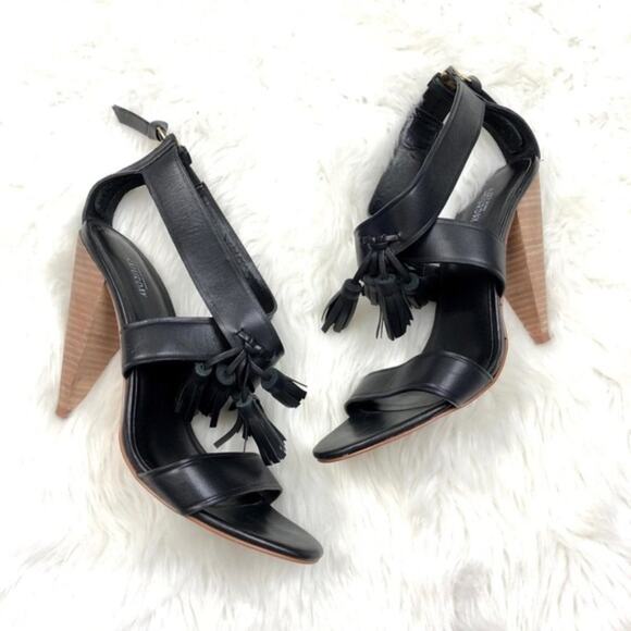 Saturday Kate Spade 8.5 Womens Black Tassel Stack Heels - Picture 1 of 8
